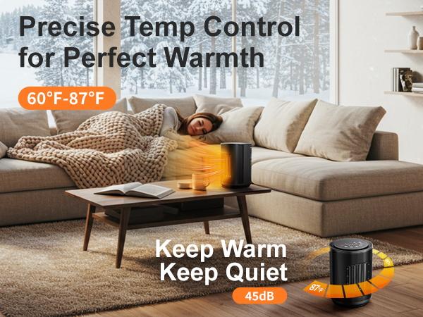 Space Heater, 1500W PTC  Portable Ceramic Space Heater with Fan,Heater with Digital Thermostat & Remote(40-86°F), 24H Timer, 5 Modes, ECO Mode, Overheat and Tip-Over Protection, Fast Heating for Bedroom, Office, and Home Indoor Use