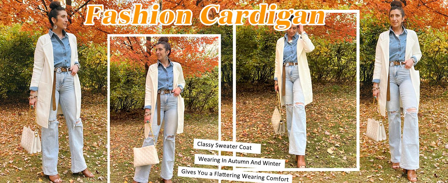 ANRABESS Women's Open Front Knit Lightweight Cardigan Casual Long Coatigan Sweater Lady Jacket Coat 2025 Fall Outerwear cardigan sweater SpringStatements