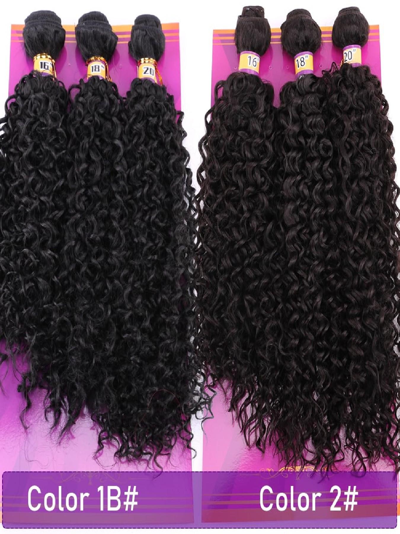 Kinky Curly Hair Bundles 16 18 20 Inches 3 Pieces One Pack Quick Weave Hair Bundles Soft Curly Synthetic Hair Extensions for Women