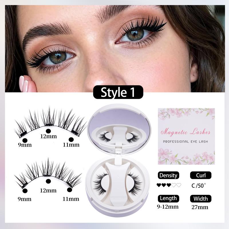 Magnetic False Eyelashes Set No Glue Needed Comfortable Soft Stem Natural Look Easy Wear Strong Magnet Reusable 1 Pair