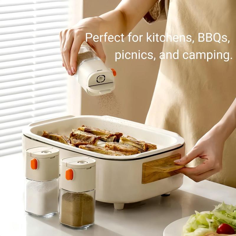 Precision 0.5g Measuring Salt and Pepper Shakers - Dual Spout Design for Kitchen & Camping, Perfect for Seasoning Control Spice Dispenser Bottle Utensils Black, Versatile Use, Durable Convenience Food Easy To Clean saltshaker White