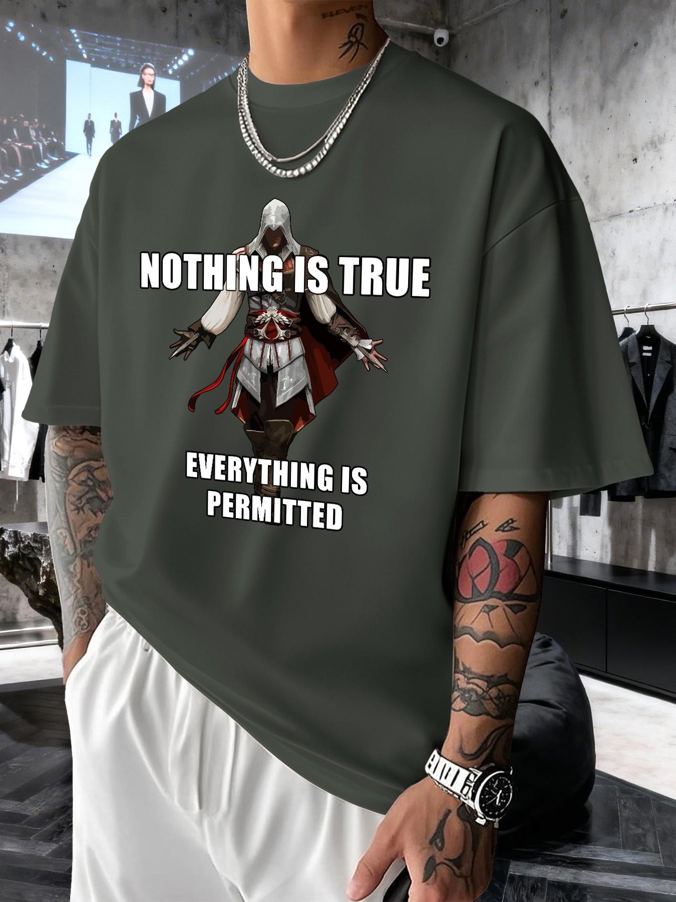 Assassin's Creed Altair Graphic Men's T-Shirt, Trendy Streetwear Short Sleeve Top, Comfortable Round Neck, Spring Summer Casual Wear