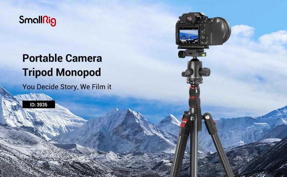 SmallRig 71" Camera Tripod, Foldable Aluminum Tripod & Monopod, 360°Ball Head Detachable, Payload 33lb, Adjustable Height from 16" to 71" for Camera, Phone-3935
