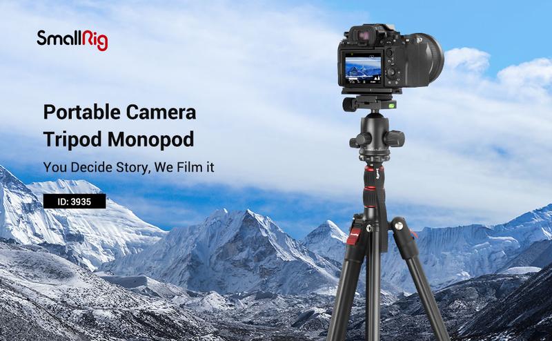 SmallRig 71" Camera Tripod, Foldable Aluminum Tripod & Monopod, 360°Ball Head Detachable, Payload 33lb, Adjustable Height from 16" to 71" for Camera, Phone-3935