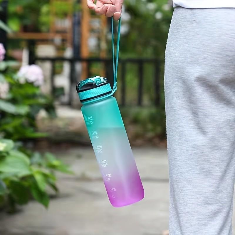 Leak-Proof Sporty Travel Water Bottle, Gradient Color Fitness Cup, Portable Hydration with Motivational Quotes, Ideal for Summer & Fall