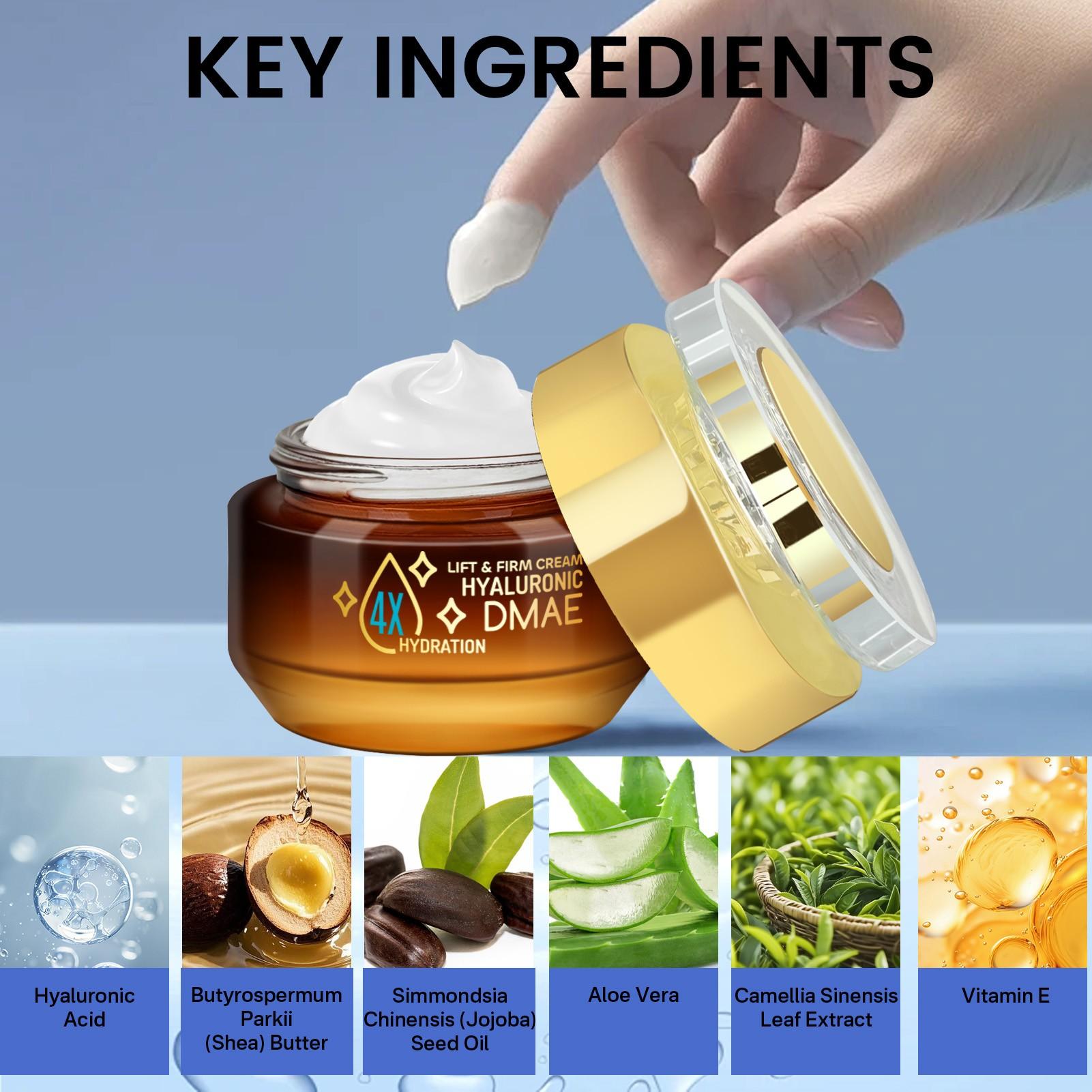 Four-Step Hyaluronic Acid Moisture Cream, Long-Lasting Hydration, Smooths Rough Skin, Reduces Dry Lines, Suitable for All Skin Types