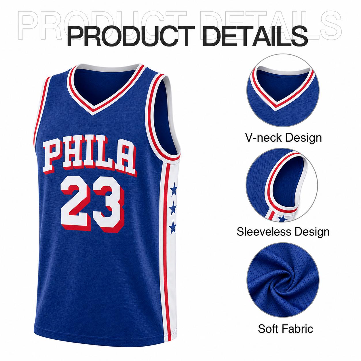Unisex Basketball #23 James Philadelphia Team Swingman Jersey - Icon Edition - Royal Unisex Basketball #23 James Philadelphia Team Swingman Jersey - Icon Edition - Royal