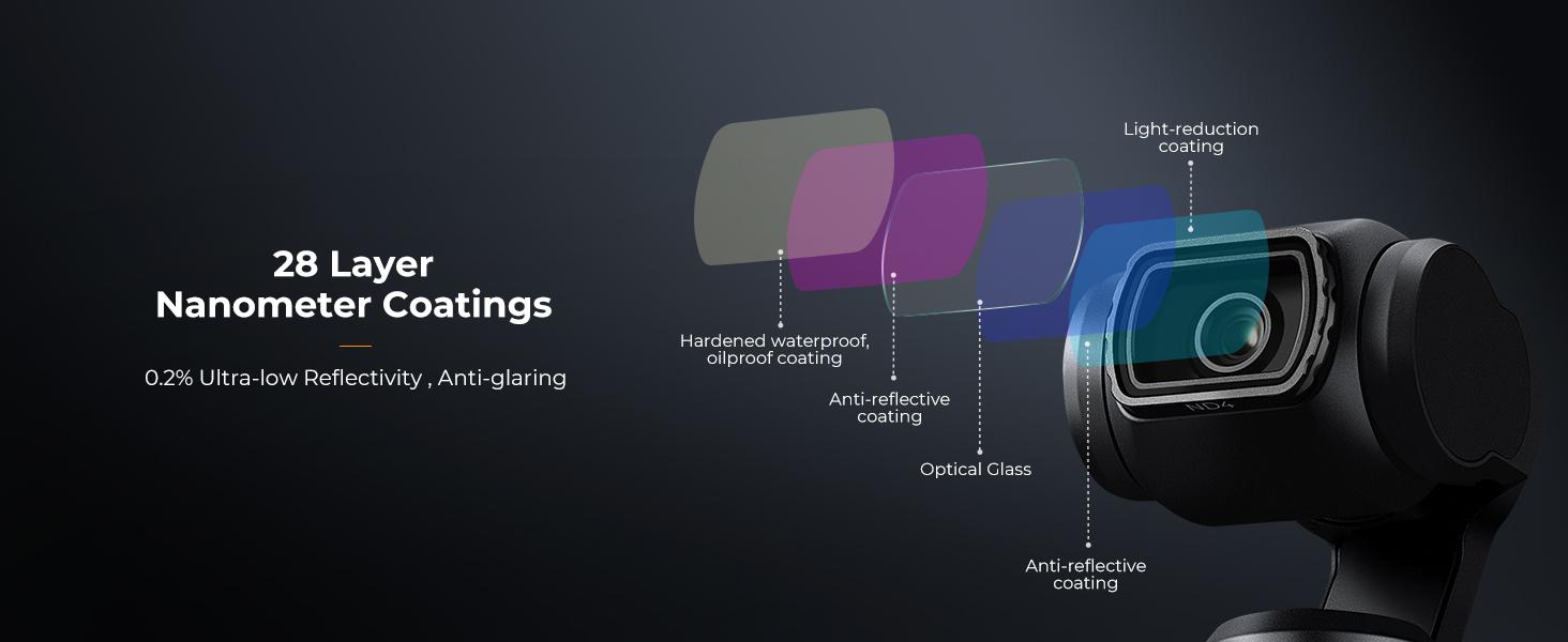 【K&F CONCEPT】Magnetic ND Filter Kit for DJI Osmo Pocket 3 Creator Combo -4-Pack (ND4+ND8+ND16+ND32), Optical Glass/HD/Multi-Coated Filters