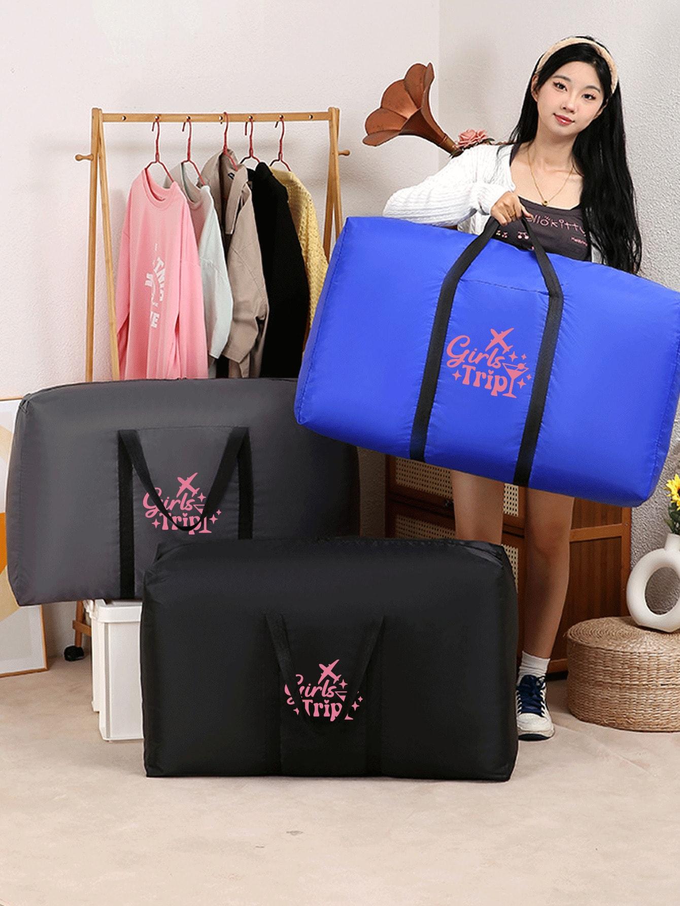 1 foldable travel bag, unisex storage bag, portable handbag, large capacity luggage bag, airplane pattern, multifunctional travel accessory, luggage bag, moving bag, Oxford cloth material, packing luggage bag
