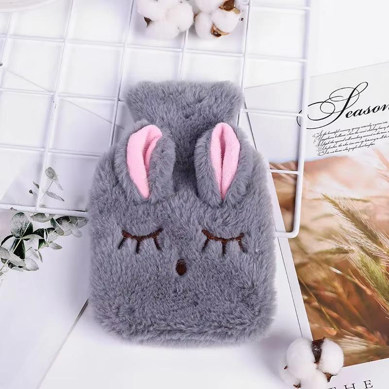 1PC Portable plush rabbit warm handbag Removable and washable water injection hot water bag Stress pain relief therapy
