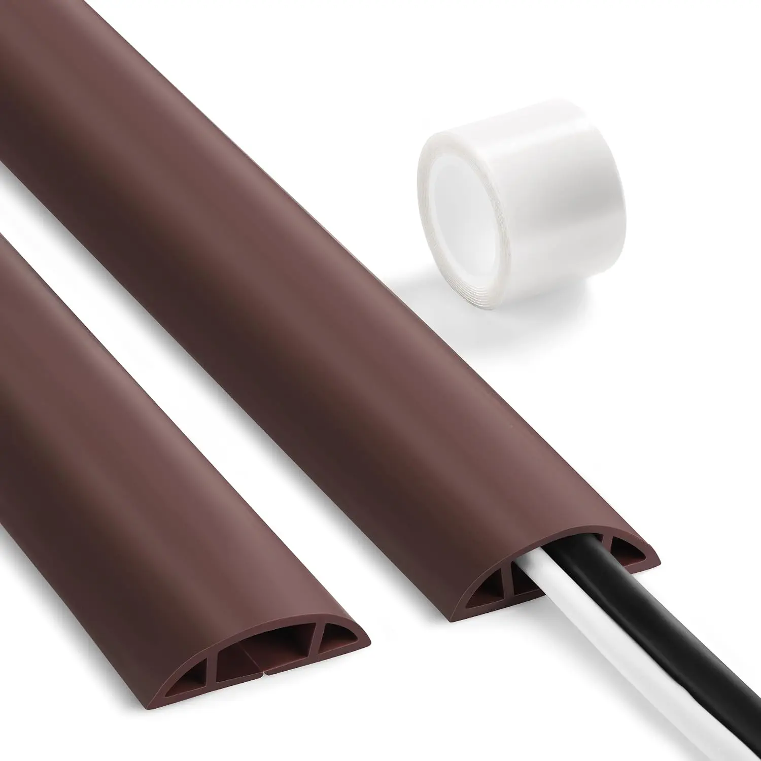 Floor  Cover 3ft Brown,  Cord Covers for Wires  Floor, Low Profile Cord Hider  Management, Office/Carpet Compatible