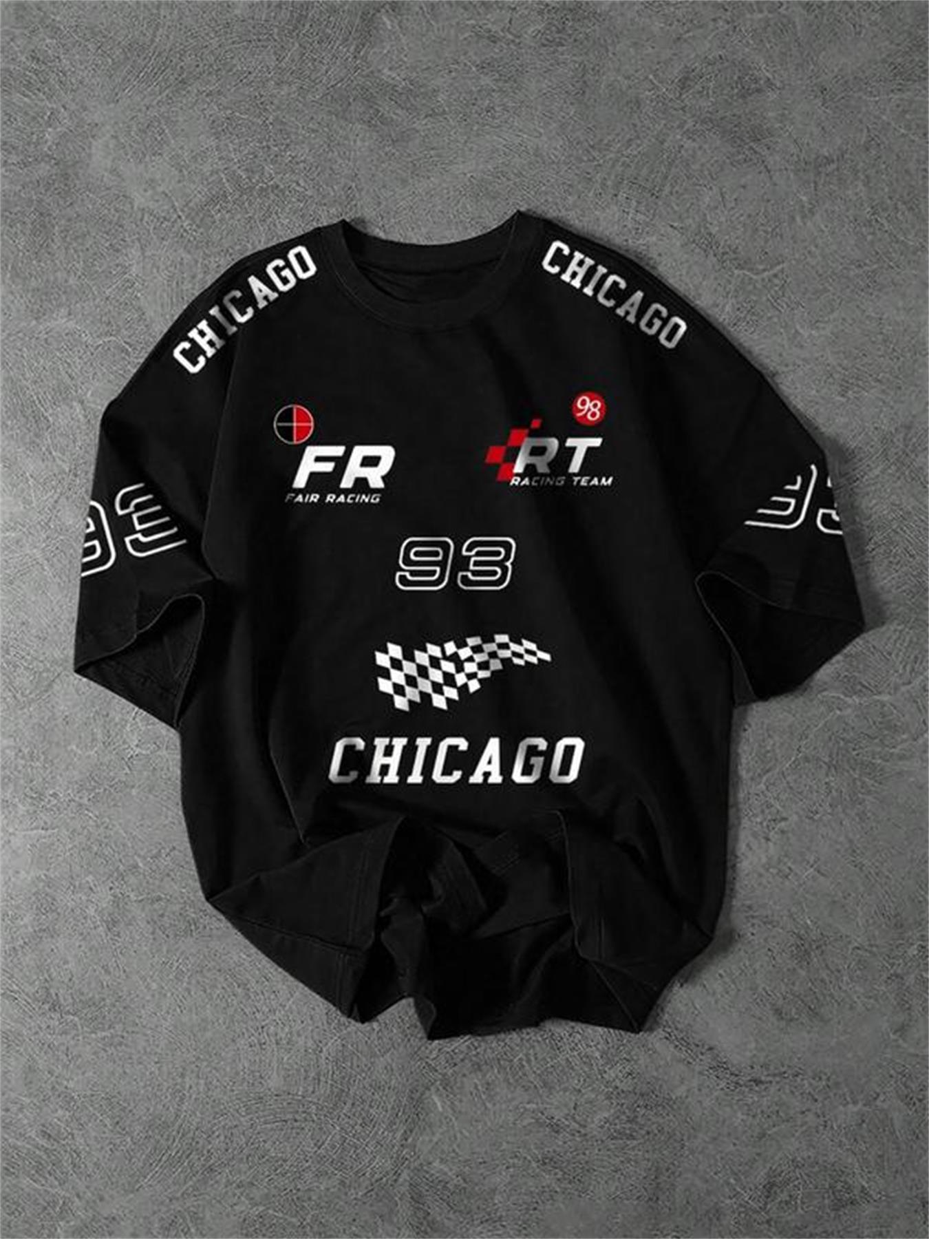 Men's Regular Fit Chicago Letter Print Round Neck Graphic Sweatshirt, Casual Fashion Long Sleeve Pullover for Daily Wear, Men's Top for Summer, Hoodie