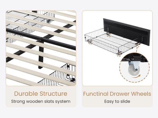 SHA CERLIN Platform Storage Bed Frame with 4 Drawers【Frame Only No Mattress】Adjustable Upholstered Headboard with Button Tufted Design,Wooden Slat Support,No Box Spring Needed,Full/Queen/King #ChristmasGifts#TikTokShopBlackFriday