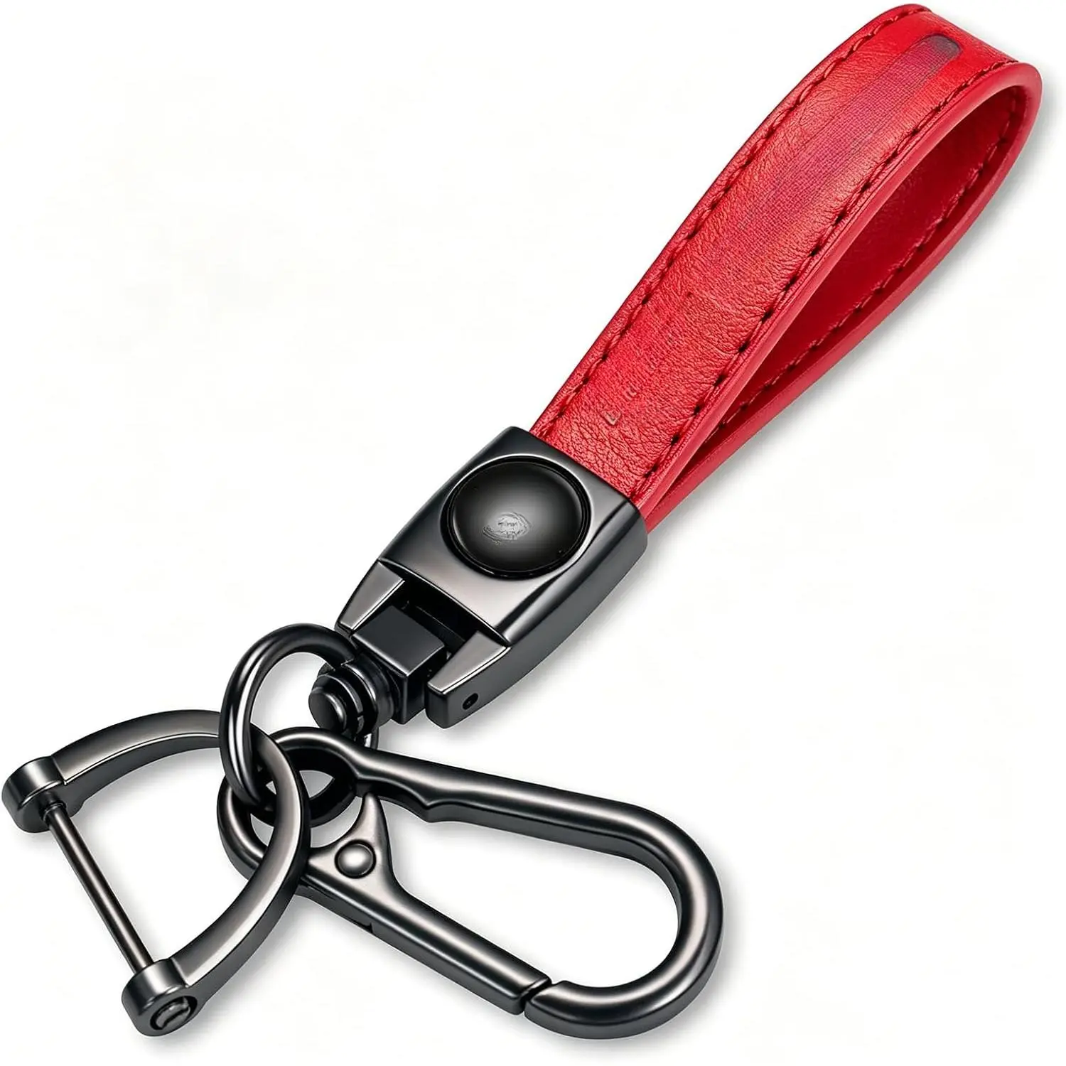 Genuine Leather Key Chain for Ford Mustang Keychain KeyRing for Men and Woean Accessories Red