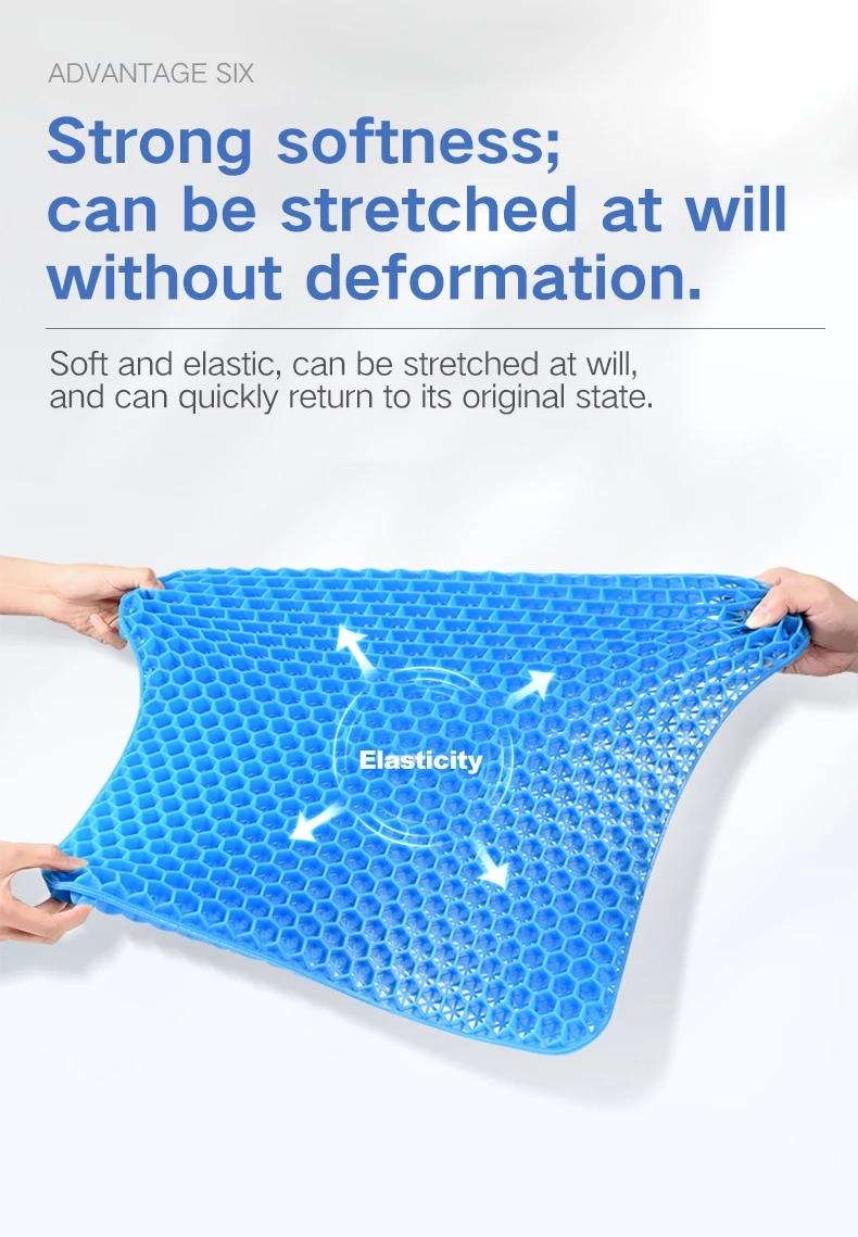 Large Gel Seat Cushion, Ergonomic Honeycomb Design, Thick Dual-Layer Gel Pad for Back Pain Relief, Suitable for Car, Office, Home, Wheelchair, Chair