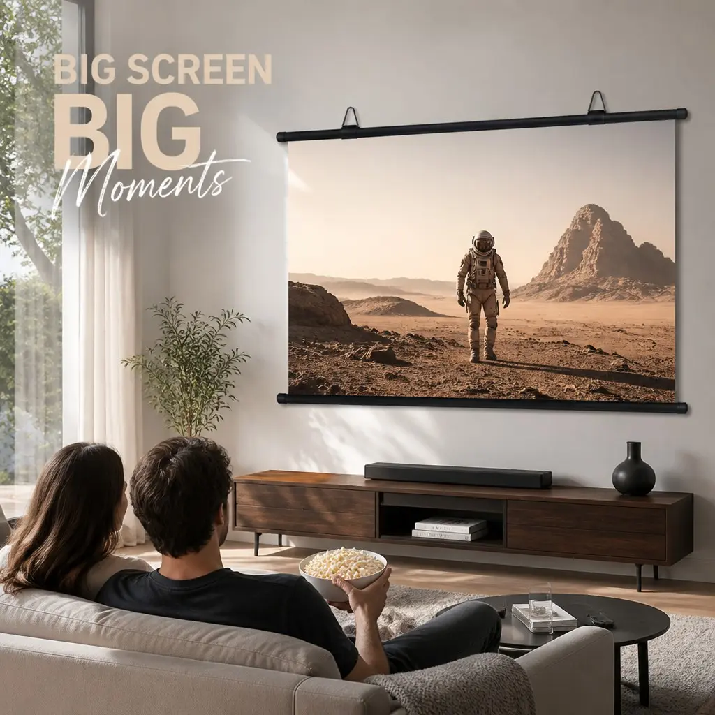 Portable Outdoor Projection Screen, Outdoor Projector Screen, Outdoor Movie Screen, Wall-Mounted Easy Installation, Foldable, HD Home Theater, Indoor & Outdoor Use, Anti-Glare, Clear Light