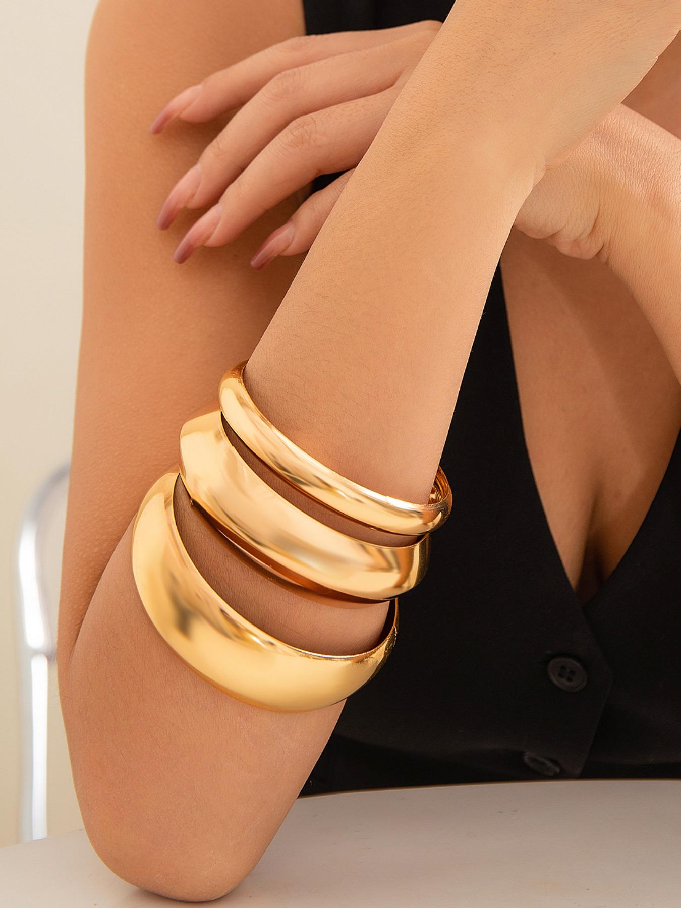 Vintage Punk Exaggerated Bangle (3pcs), Fashionable Curved Bracelet for Men & Women, Simple Jewelry for Party, Daily Clothing Decor, Trendy Fashionable Accessories, Trendy All-match & Exquisite Jewelry for Birthday Gift