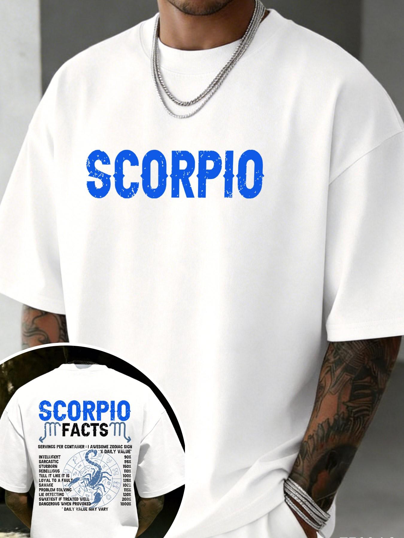 Scorpio Zodiac Facts Funny Slogan T-Shirt, Casual Loose-Fitting Top, Unisex Oversize Tee, Random Print, Short Sleeve, No Collar