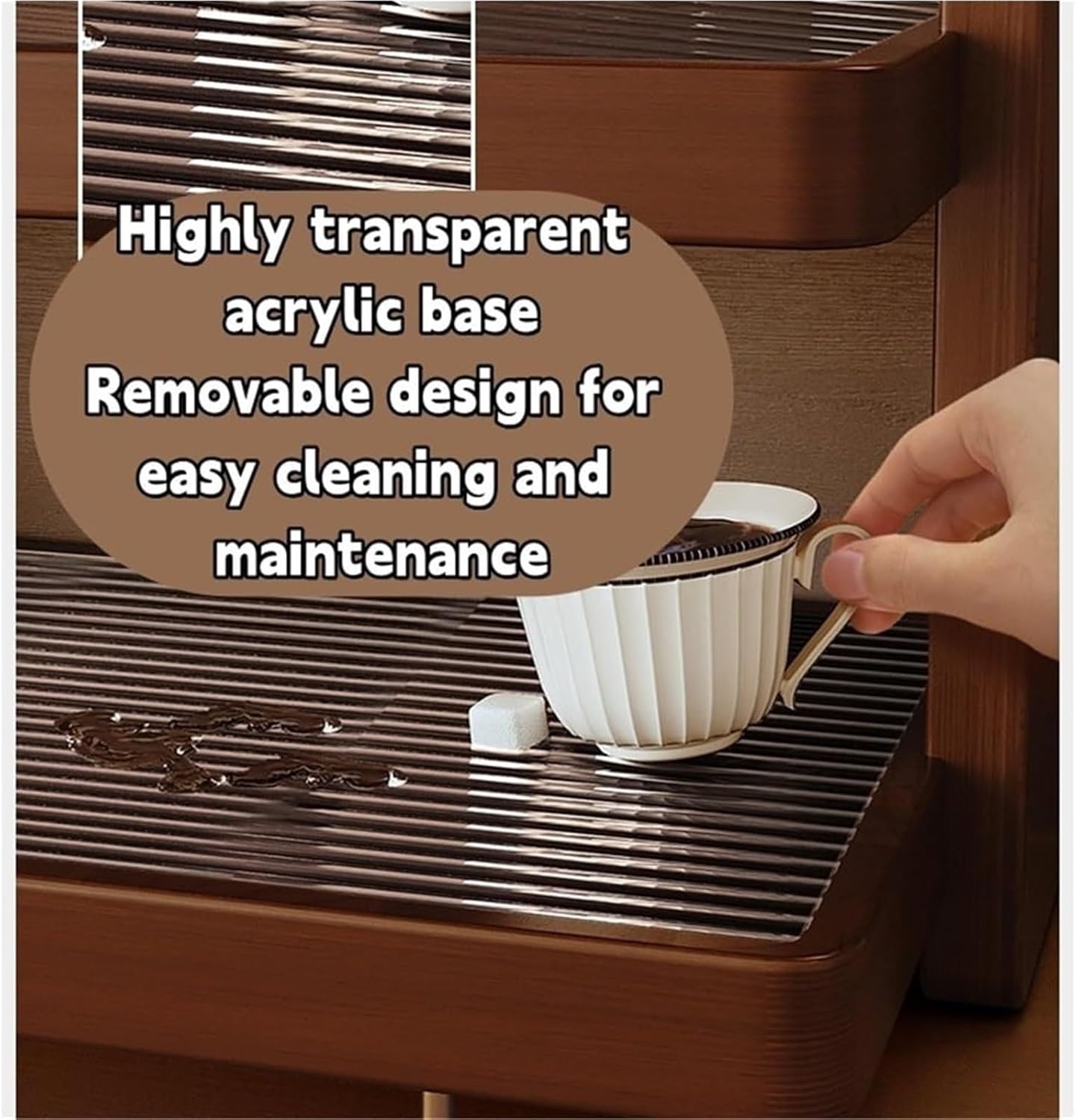 Three-Tier Mug Display Rack with Acrylic Base - Space-Saving Desktop Coffee Cup Holder, Modern Minimalist Shelf Suitable, Office, Cafe, - Shelf for Mugs, Cups, Tea Pots Storage, Standing Shelf