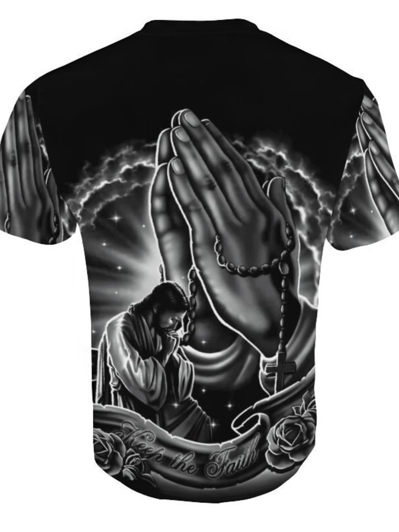 Men's summer casual T-shirt gift box set, lightweight and breathable polyester fabric, religious church-themed design, fitted H-shape, suitable for all seasons, versatile for everyday wear