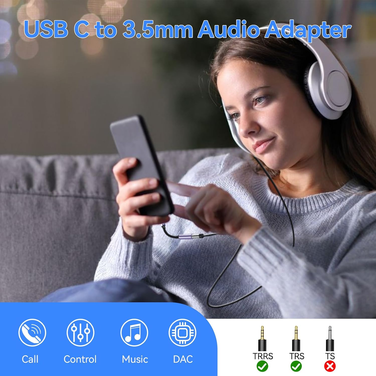 USB Type C to 3.5mm Headphone Jack Adapter, 2 Pack |  Connection, Clear Calls, No Buzzing Noise, USB C Aux Audio Dongle Compatible with  17 16 15 Pro/Pro Max,  S24/S23/S22