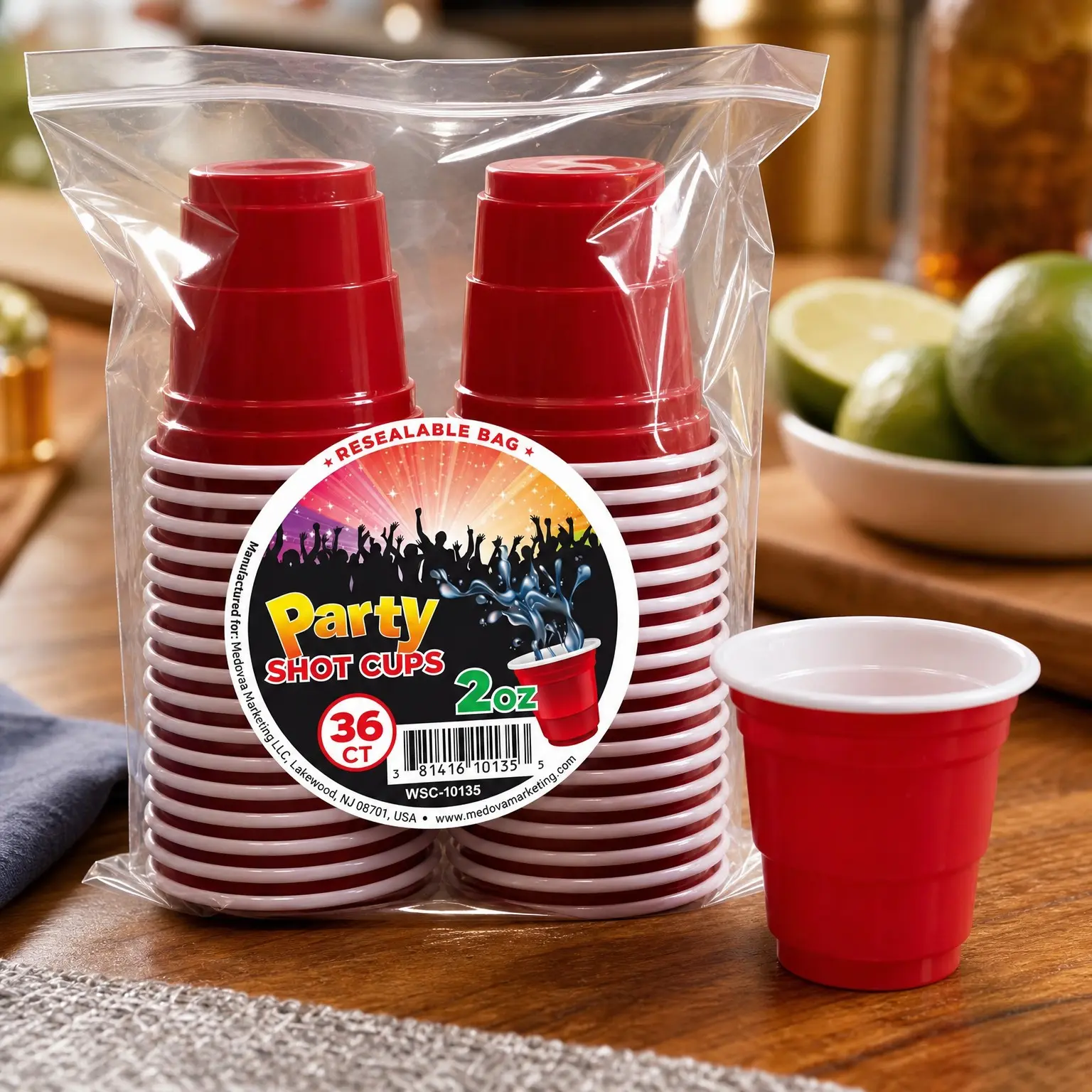 Red Disposable Plastic Shot Glasses, 2 oz, 36-Pack, Stackable CupsGift