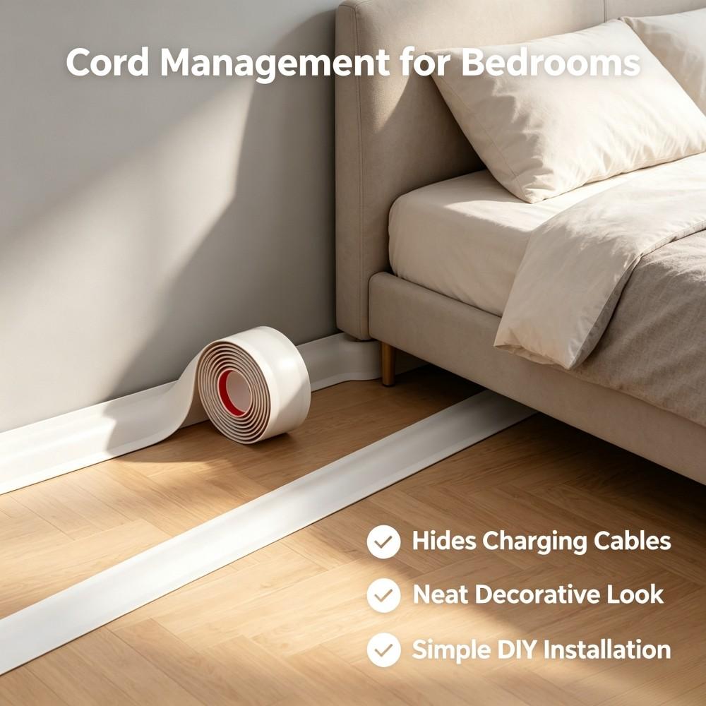 Self-Adhesive Flexible Wire Cover, No Punching Required, Bendable Cord Concealer, Wall Floor Baseboard Wire Management