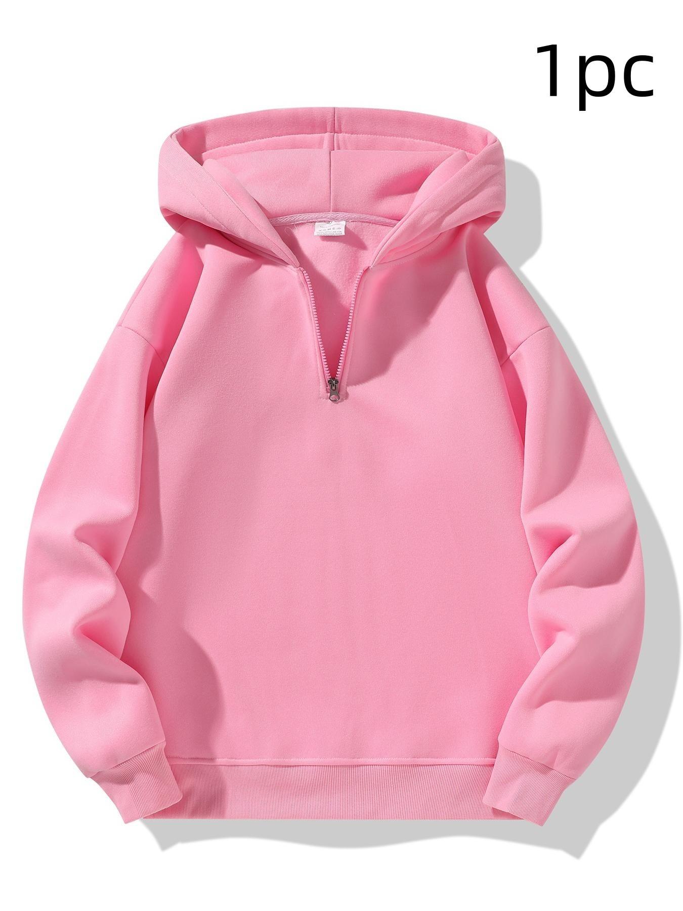 Men's Plain Half Zip Drop Shoulder Essentials Hoodie, Street Fashion Hoodie, Regular Fit Casual Long Sleeve Hooded Sweatshirt for Fall & Winter, Men's Clothes for Daily Wear Men's Plain Half Zip Drop Shoulder Essentials Hoodie, Street Fashion Hoodie, Regular Fit Casual Long Sleeve Hooded Sweatshirt for Fall & Winter, Men's Clothes for Daily Wear