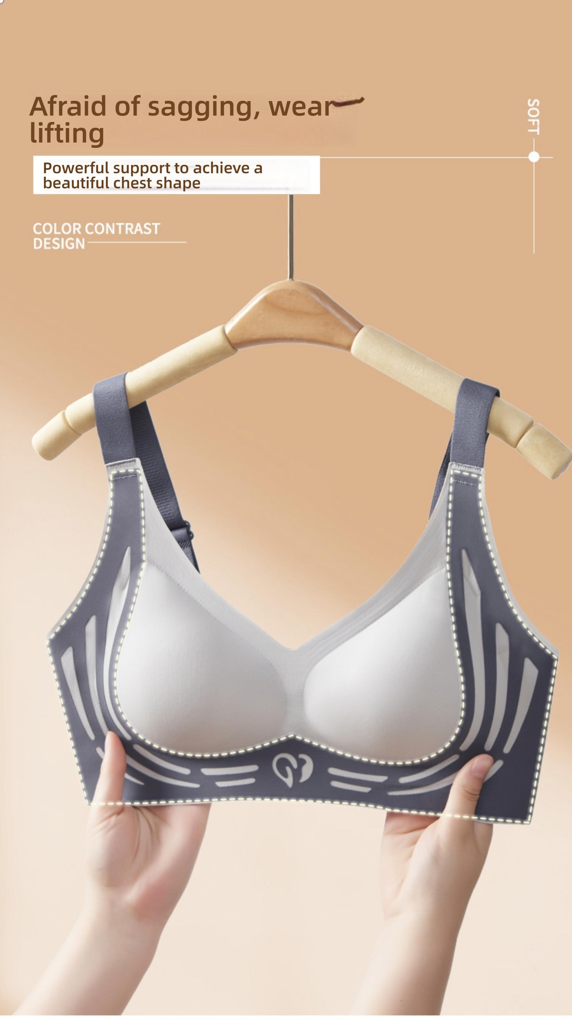 Women's Soft Support Bra, Small Chest Gathered Anti-Drop Running Shockproof Sports Fixed Cup Underwear, Comfortable Everyday Wear