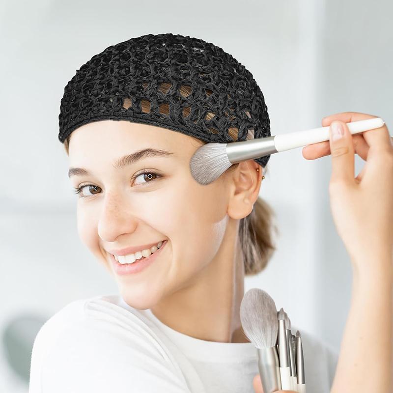 3pcs Set Mesh Crochet Hair Net Woven Hair Cap Bonnet Night Cap Sleep Cap For Women Wig Head Cover Accessories Shower Essentials Autumn beanies