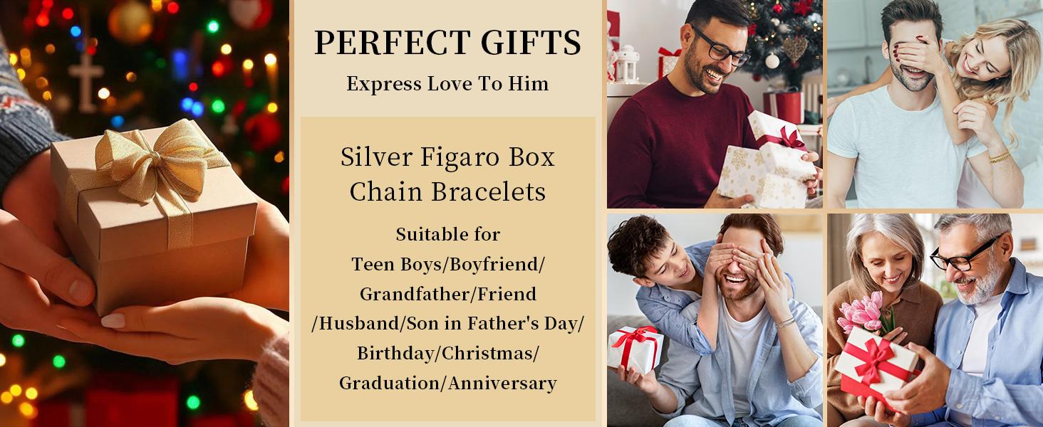 PEALICIOUS Bracelets for Men Jewelry as 2 PCS Silver/Gold Bracelet for Men Chain, 7-10In Stainless Steel Bracelets for Men Fathers Days Gifts for Boys Pulseras Para Hombres Mens Accessories