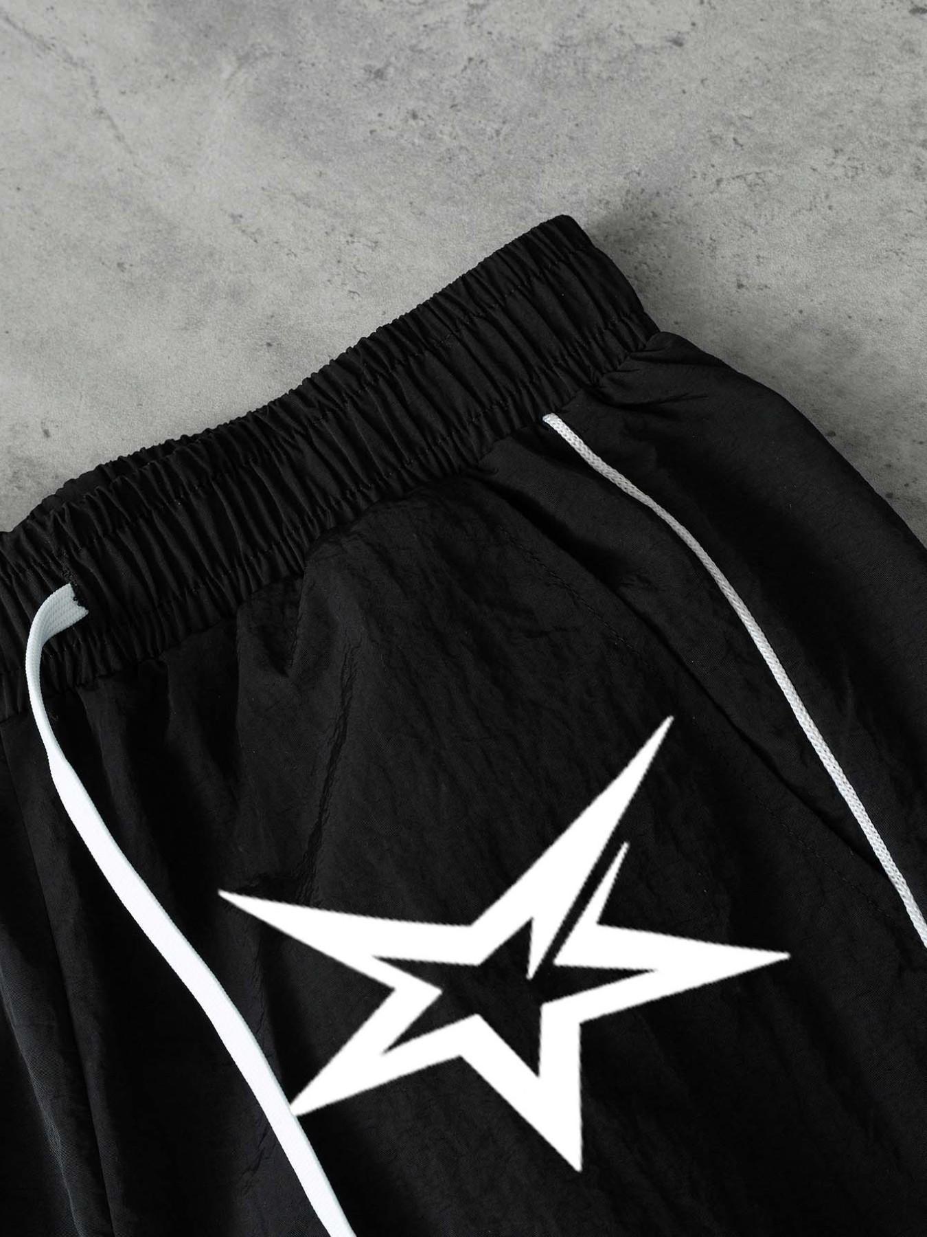Short Sleeve Zipper Shirt + Shorts Set, Star Print, Breathable Summer, Ideal for Daily Wear and Sports