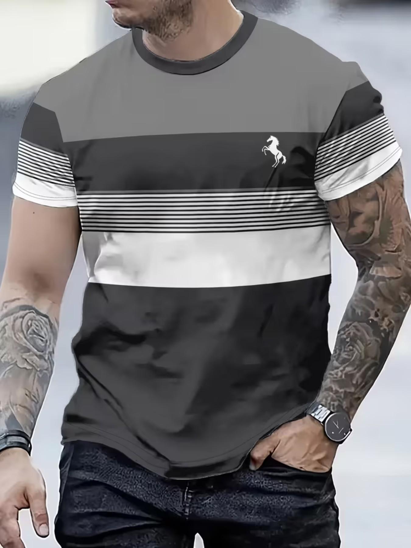 Men's Casual T-Shirt, Lightweight Polyester, Outdoor Commute Vacation, All Seasons Comfort, Round Neck, Slim Fit