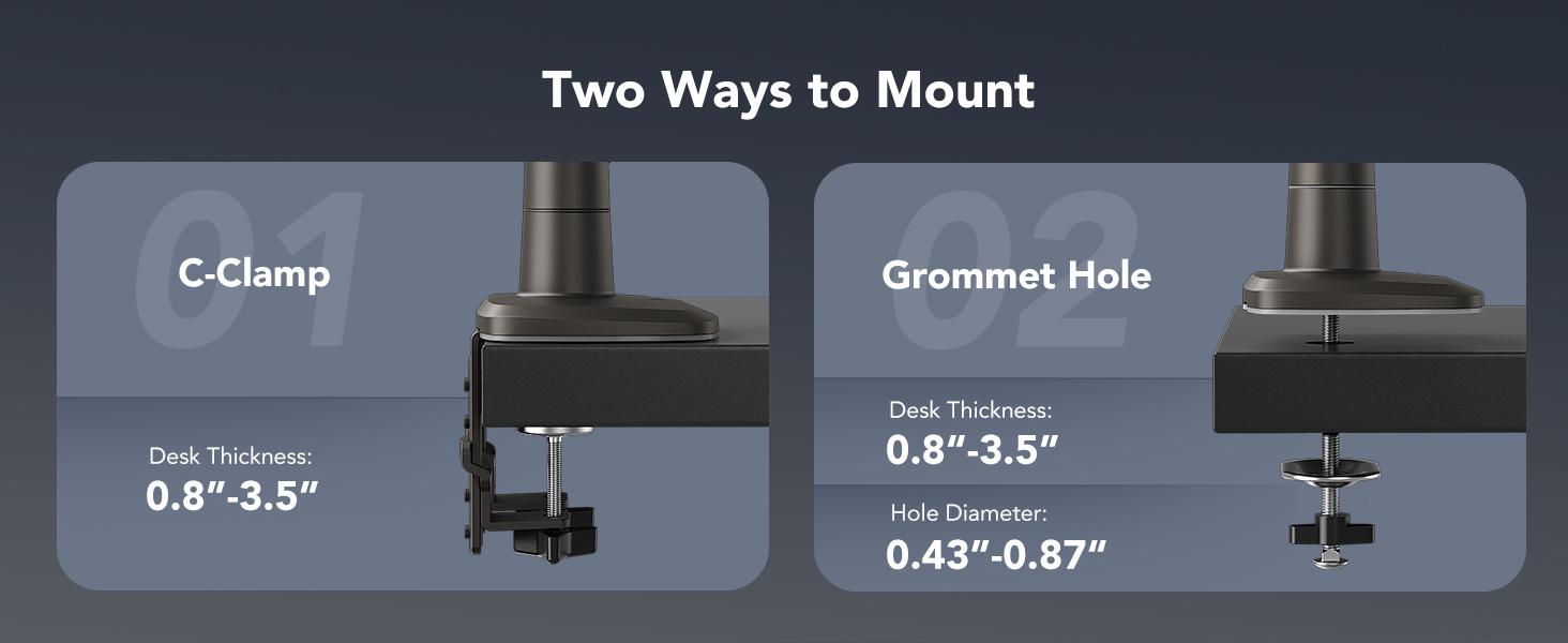 HUANUO RGB/Non-RGB Monitor Arm for Ultrawide Screens up to 57″/49'', Heavy-Duty Single Mount Holds 44 lbs, Fully Adjustable Gaming Monitor Arm with C-Clamp & Grommet Base, Max VESA 100 x 100mm