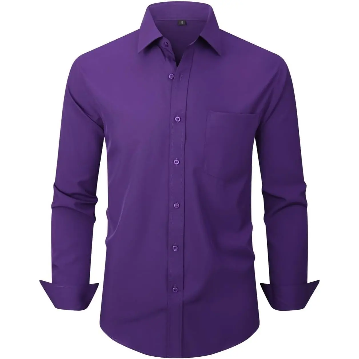 Men's Dress Shirts Long Sleeve Button Down Shirt Business Formal Stretch Shirt Regular Fit with Pockets