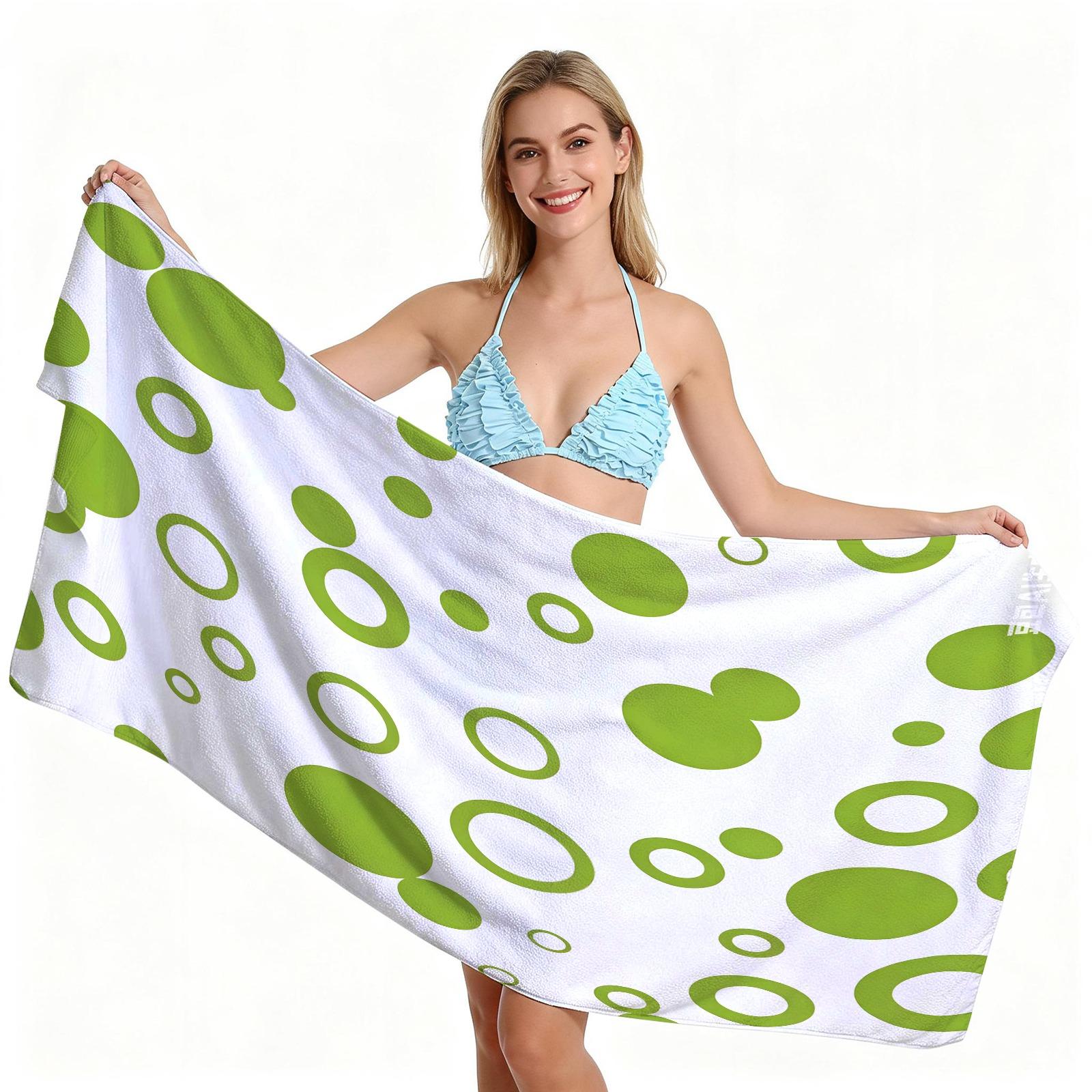 Macaron Colorful Polka Dot Beach Towel, Microfiber Quick Dry Absorbent Sand Free, Ideal for Summer Beach Pool Vacation