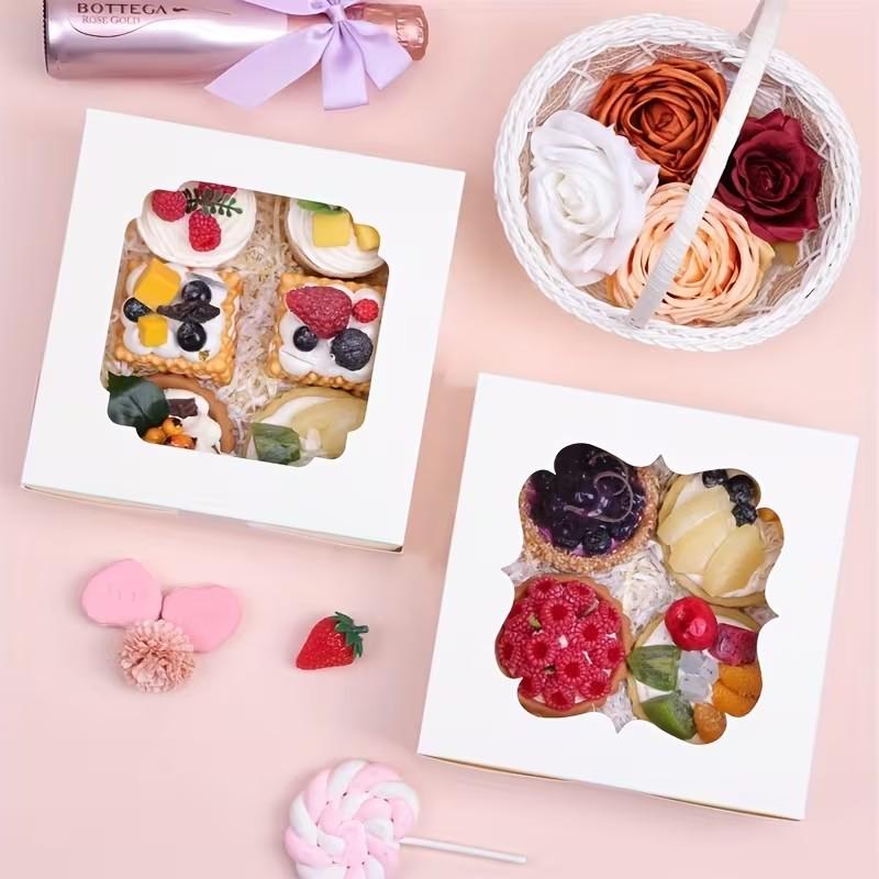 Mini Foldable Paper Boxes Set of 20, Durable Food Packaging for Cookies Donuts Macarons, Anti-Drop with Observation Window