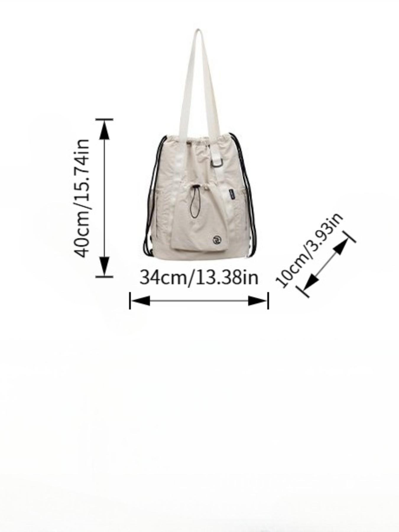 Large Capacity Drawstring Tote Backpack, Lightweight Nylon Shoulder Bag with Secure Pockets, Foldable Unisex Casual Daily Bag, Travel Fitness Shopping Bag