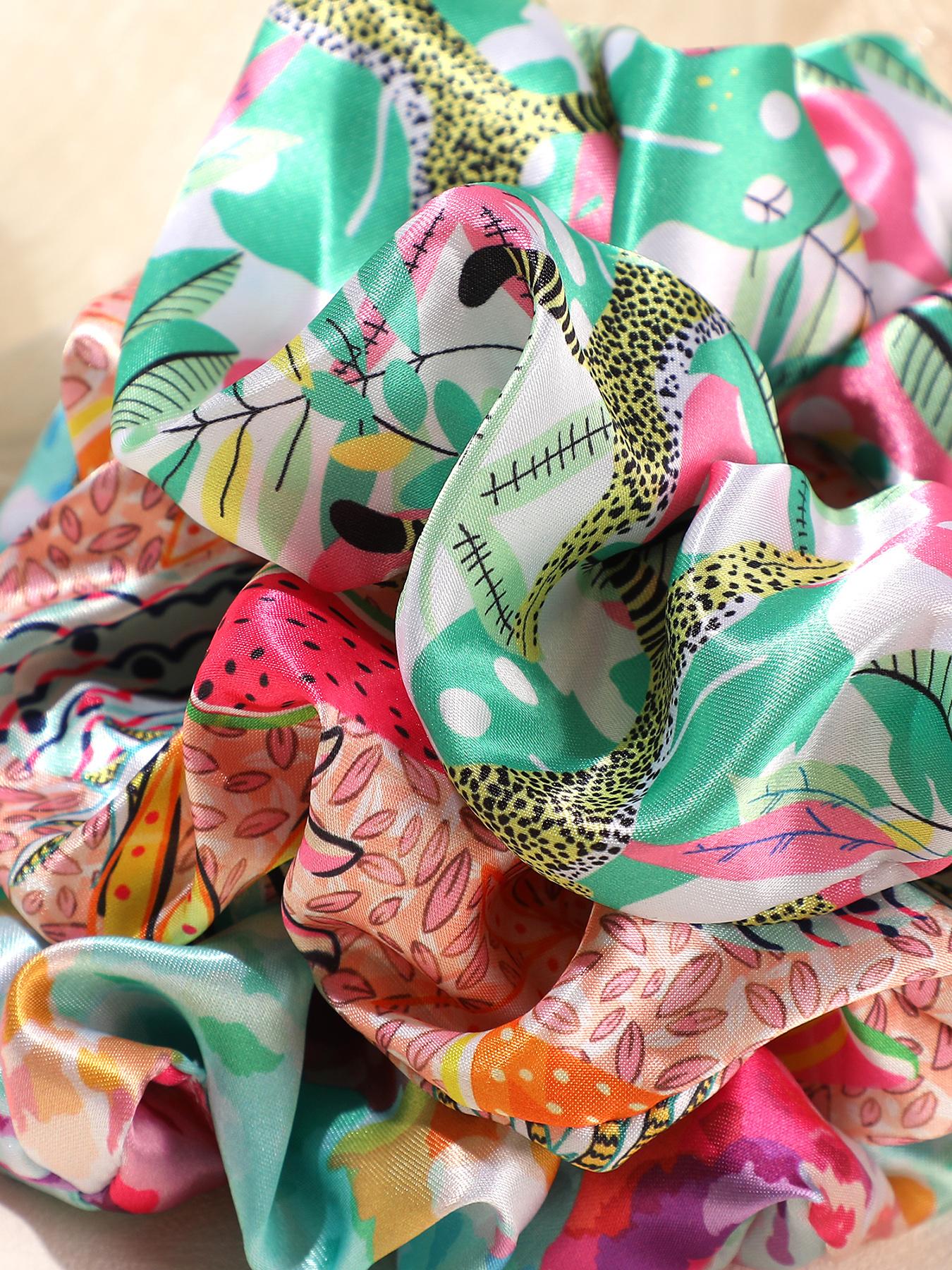 4pcs Fabric Printed Hair Ties, Cute Knot Hair Accessories, Non-Irritating Hair Bands, Casual Style, All Seasons