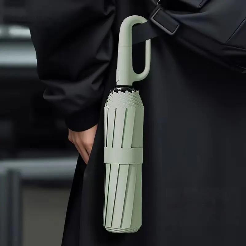 Creative Ring Handle 10k Dual Bone Rain Umbrella Set, Windproof Waterproof, Portable Design, Automatic Opening, Four-Piece Combination, Folding Umbrella, Rainproof Umbrella