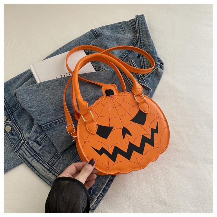 2026 New Halloween Pumpkin Bag, Contrast Color Simple Handbag, Funny Novelty Shoulder & Crossbody Bag for Women