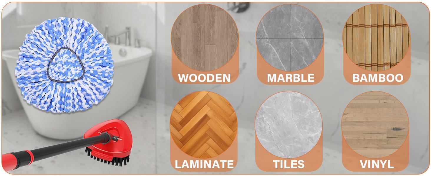 Spin Mop Head O Cedar RinseClean 2-Tank System,2 Mop Replace Heads + 1 Scrubber Brush, 100% Microfiber Mop Refills Deep Machine Washable