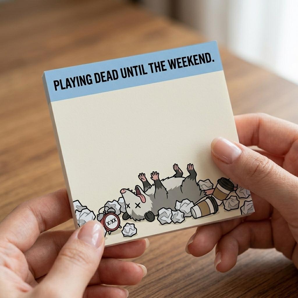 Funny Opossum Sticky Notes 4 Pack, 3x3 Inch Novelty Memo Pads (50 ...