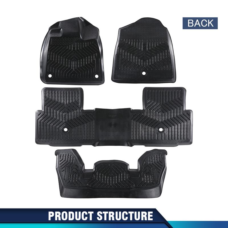 CROSSDESIGN TPE Floor Mats Fit For 2023-2024 Honda Pilot Floor Mats Set Tpe All Weather 3 Row Liners 4pcs
