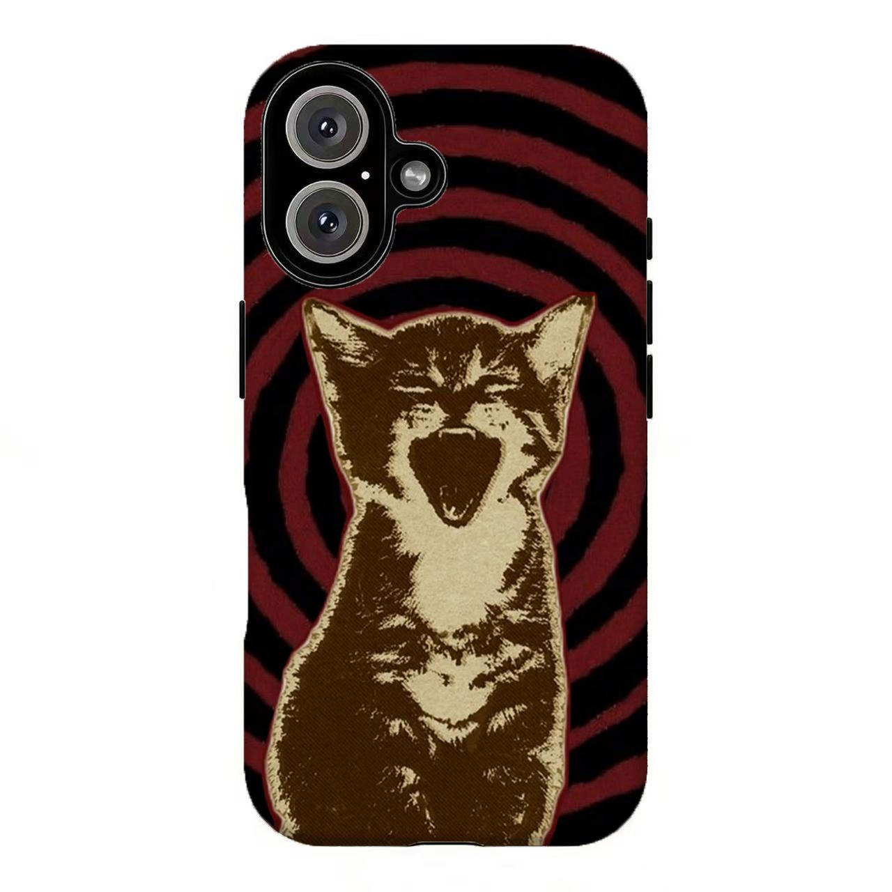 FL-Retro Screaming Cat Phone Case,Vintage Cat Phone Case,Retro Red Black Swirl Print Shockproof Cover For iPhone 11 12 13 14 15 16 17 Air Pro Max for Samsung S26 S25 S24 S23 S22 S21 Case,Gift for her/him FL-Retro Screaming Cat Phone Case,Vintage Cat Phone Case,Retro Red Black Swirl Print Shockproof Cover For iPhone 11 12 13 14 15 16 17 Air Pro Max for Samsung S26 S25 S24 S23 S22 S21 Case,Gift for her/him