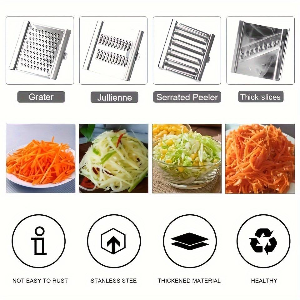 Stainless Steel 4 in 1 Multi-Purpose Vegetable Slicer Cheese Grater Kitchen Hand-held Shredder,Multi-purpose Efficient Great for Families