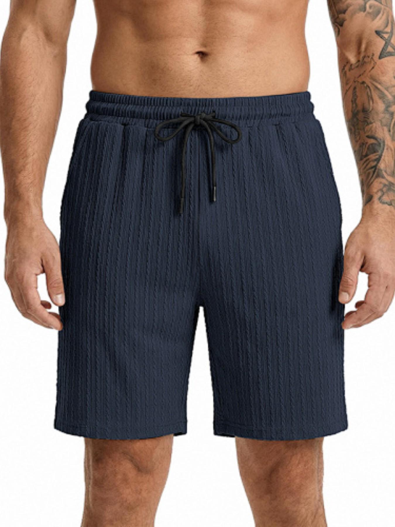 Men's Summer Three-Dimensional Texture Loose Five-Panel Shorts! Elastic drawstring waistband for non-restrictive fit, breathable and quick-drying, ideal for home, vacation, and daily wear