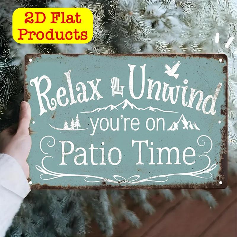 1 Piece Garden Time Poster Aluminum Sign, Cozy Cottage Metal Wall Art Print, Relaxing Aluminum Board Sign, Rural Mountain View Decor, 20x30 Cm