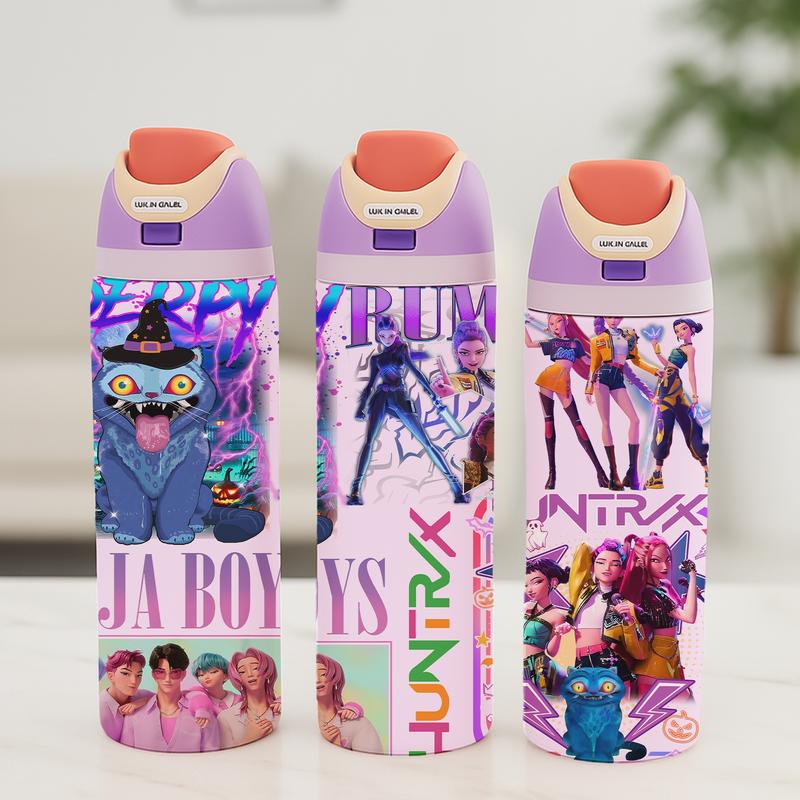 AuraCup 1pc 19/24/32oz Stainless Steel Tumbler with Lid and Straw, KPop Demon Hunters x Gen-Z Cat Vibe, Hot 12H / Cold 24H, Holiday Tumbler for Halloween Christmas, Spooky Cat Demon Hunter Travel Cup — Perfect Gift, Thank Perfect Gift, Valentine’s Day, Ca