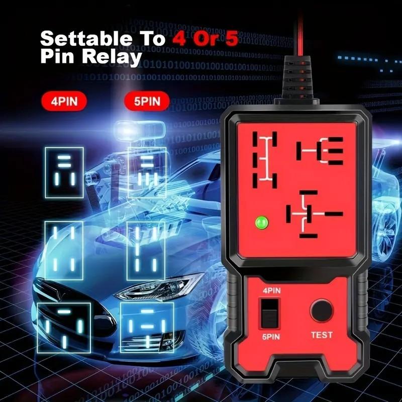 Professional 12V Car Relay Tester and Diagnostic Tool, Durable Abs Case, Fits 4-Pin and 5-Pin Relays, Quick Fault Detection, and Design